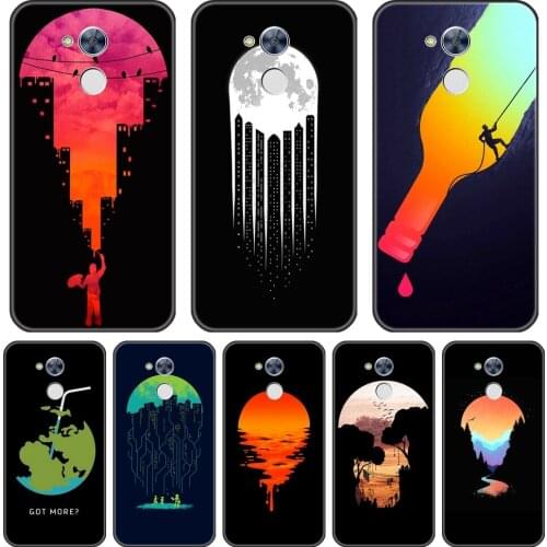 Phone Case For Huawei Honor 4X 5A 5X 6 6X Black Art Star Moon Earth Silicone Back Cover For Huawei Honor 6A 4C 5C 6C Pro Case