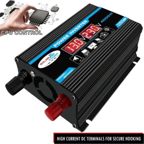 Peak 4000W Digital Car Inverter 12V To 220V Modified Sine Wave Inverter Voltage Converter + Lcd Display High Quality Dropship