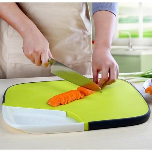 Double-Sided Chopping Board Non-slip Cutting Board With Multi-function Groove Grinding Garlic Kithcen Storage Tray Kitchen Tools
