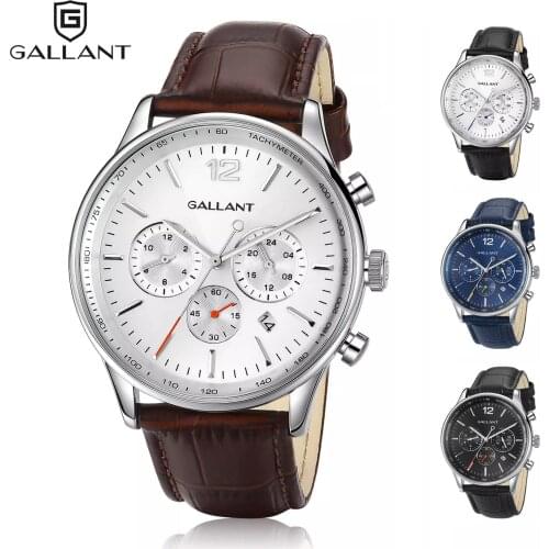 Мужские часы с кожаным ремешком GALLANT China At AliExpress