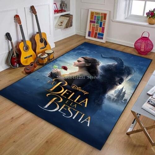 Disney Beauty and the beast Living Room Carpet Boys Girl bedroom Rug kitchen bathroom Non-slip Doormat Playmat Home Decoration