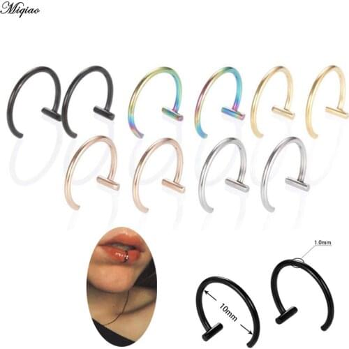 Miqiao 2pcs Lip Nose Rings Neutral Punk Lip-shaped Body Jewelry Steel Ring Lip Hoop
