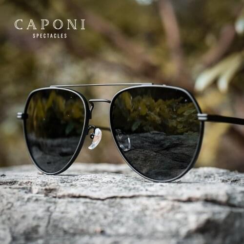 CAPONI Myopia Polarized Sunglasses With Degree High Quality Alloy Sun Shades Anti UV Ray Mens Eyeglasses For Sight CP21017