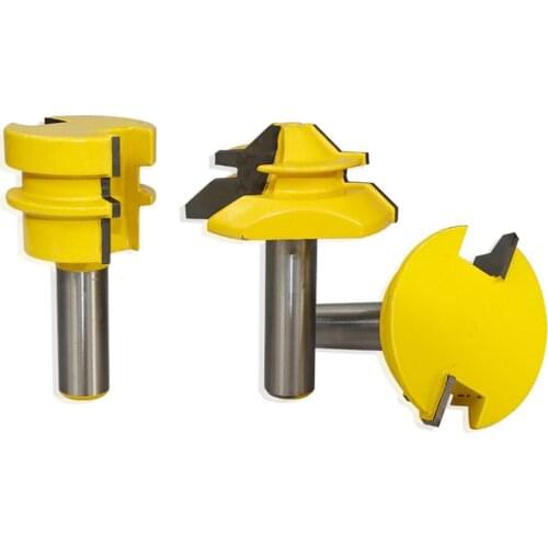 3 pcs 1/2 shank shank (12.7mm) shank jointing router bit locking miter set, glue joint, tenon drawer front set wood cutter route