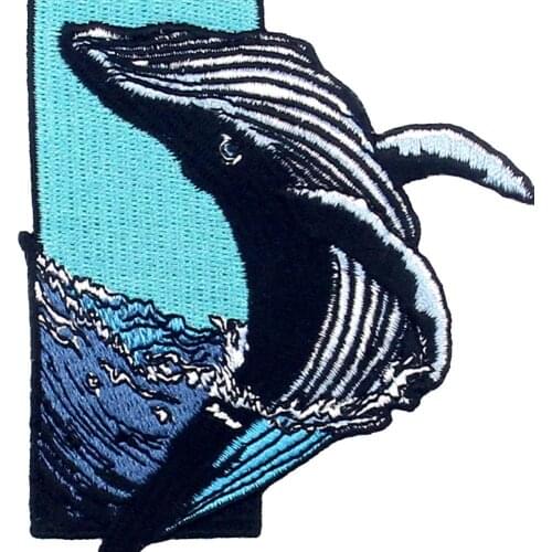 Embird Patches Embroidered Patch Down Jacket Hampback Whale Jump from Sea Ceo-Friendly Handmade 3D Patches Denim Skirt Patch