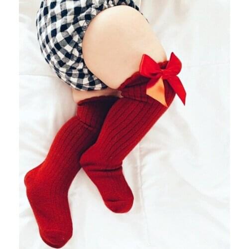 Kids Girl Socks Bow Summer Spring Mesh Newborn Baby Girls for Christmas Winter Non-slip Terry Cotton Sokken Knee High Long Sock