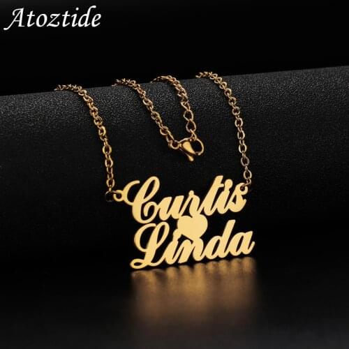 New Personalized Double Layers with Heart Necklaces Nameplate Stainless Steel Custom Letter for Women Birthday Love Jewelry Gift