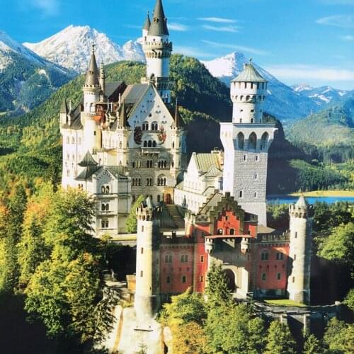 New Swan Stone Castle Schloss Neuschwanstein Cinderella Pink Princess Castle Building Blocks Bricks Kid Gift 16008 613003 88000