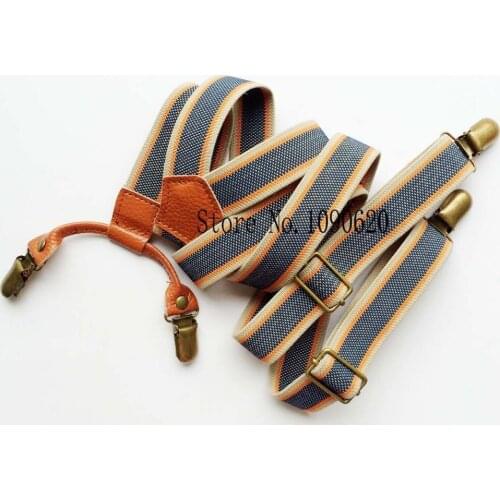 Men Vintage suspenders with clip high quality men leather braces women suspender fashion clothing garment accessories