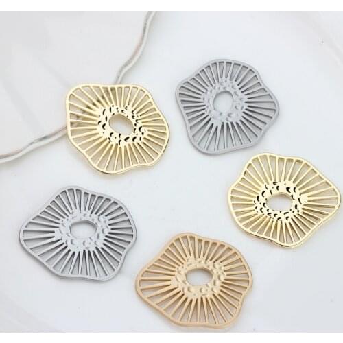 Zinc Alloy Golden Geometry Radiation Shape Hollow Charms 35mm 6pcs/lot For DIY Earrings Jewelry Making Accessories