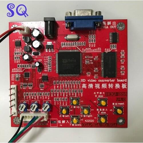 CGA/EGA to VGA output HD Video Converter Board CVBS Game Convert Red PCB SQ Arcade Accessories for LCD Monitor