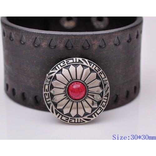 10X 30mm Southeast Sun Flower Turquoise Sewing Coat Closures Leathercraft Shank Button RED