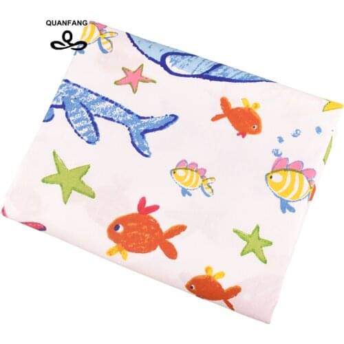 Fish Serie Printed Twill Cotton Fabric For Sewing DIY Quilting Baby Children Sheet Pillow,Cushion,Toys,Half Meter,50X160cm/Piece