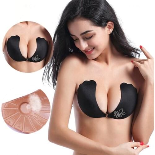 Sexy Lingerie Femme Self Adhesive Stick Bh Push Up Bra Silicone Seamless Lift Up Invisible Bra Tape Front Closure Strapless Bras