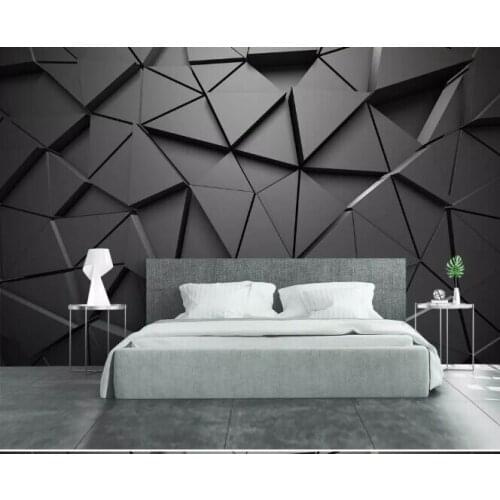 Modern 8d Abstract Gray Wall paper Mural 3D Triangle Wallpaper sticker paper For Living room Sofa Background Wall Murals Deco