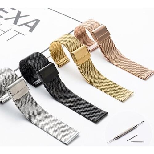 Ultra-Thin Steel Watchband For DW Watch Steel Band Mesh Strap 12mm 13 14 15 16 17 18 19 20 22mm Replacement Wristband With Tool