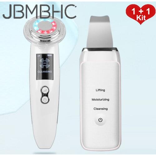 Ultrasonic Skin Scrubber LED Face Beauty Device Facial Lifting Microcurrent Face Massager Massage Spatula Pore Cleaner Skincare