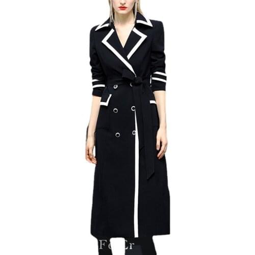 Windbreaker female temperament goddess suit autumn 2021 new long hit color high-quality waist coat coat