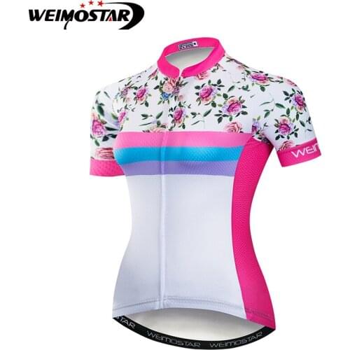 Weimostar PInk Cycling Jersey downhill jersey Quick-Dry Ropua ciclismo Breathale Mountain Bike Clothing Tops For Women
