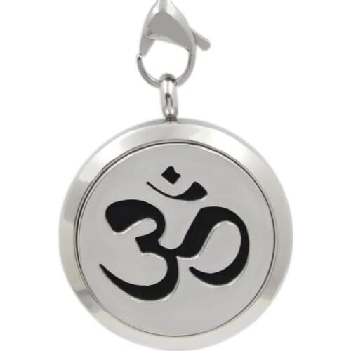 Yoga Symbols 30MM Bamboo Essential Oil Locket Necklace Pendant 316L Stainless Steel Aromatherapy Locket Pendant With Free Pad