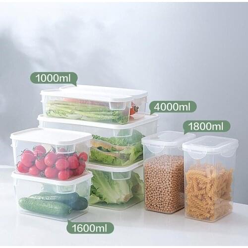 1/1.6/1.8/4L Large Clear Food Container Storage Miscellaneous Grains Fruit and Vegetable Crisper Refrigerated Storage Box
