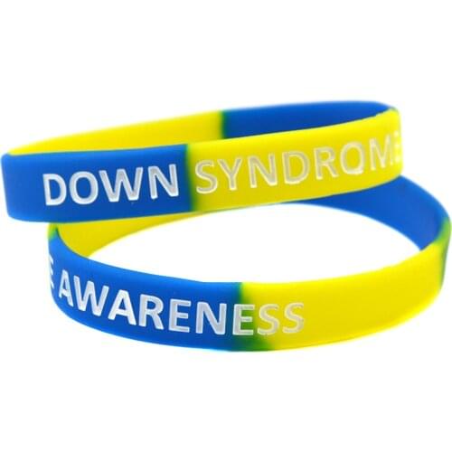 1PC Down Syndrome Awareness Silicone Wristband Adult Size Subsection Color