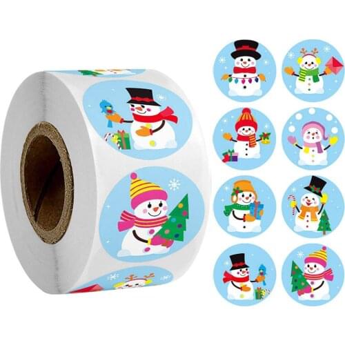 100-500PCS CHRISTMAS Stickers Snowman Stickers Printable Label Stickers 8 Patterns Cartoon Reward Stickers Children Toys Gifts