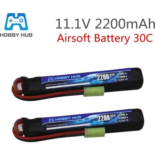 2pcs Hobby Hub RC Lipo battery 11.1V 2200MAH 30C 3S AKKU Mini Airsoft Gun Battery BB Air Pistol Electric Toys RC Parts