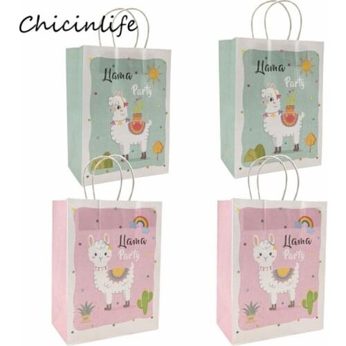 Chicinlife 5pcs Alpaca handle bag paper bag Gift Bag Baby Shower Birthday Alpaca Party Supplies Candy Bag