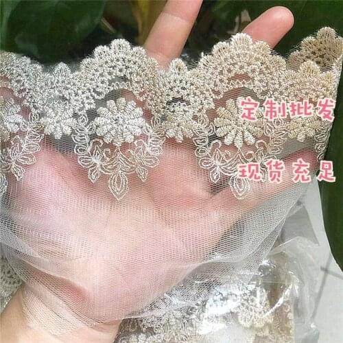 5Yard/Lot DIY Handmade Clothes Lace Trim Accessories Net Cotton Embroidery Lace Fabric Black White Gold 13CM Decoration