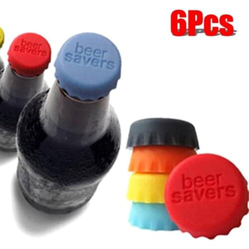 6 Pcs Silicone Beer Bottle Cap Reuse Practical Colorful Leak Free For Wine Beer Beverage Bottle Novelty Sealer Stopper Cover