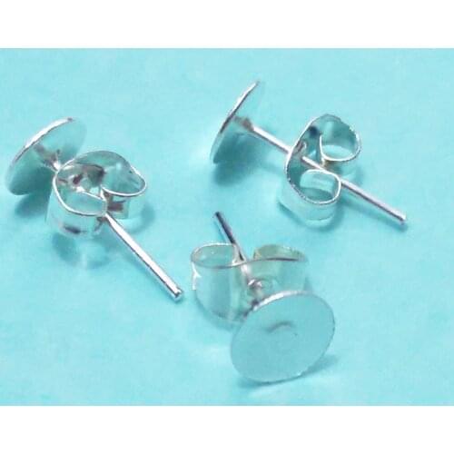 30pcs Earring accessories studs blank base setting tray w/Butterfly earrings back Stopper flat head Pins Needles Posts Gluing on