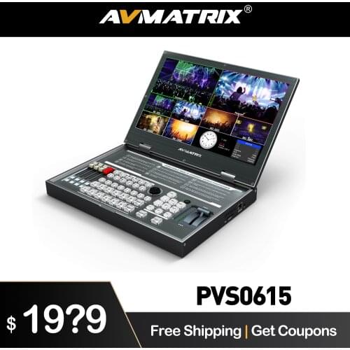 AVMATRIX PVS0615 15.6 Inch 6 Channel Inputs Portable FHD LCD Screen Multi-Format Video Switcher With Audio Mixer&PIP Mode