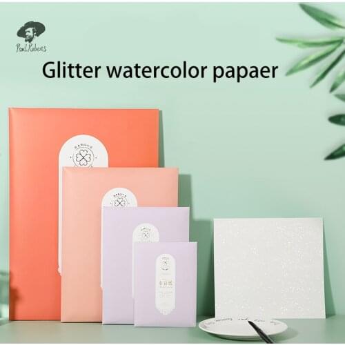 Paul Rubens Glitter Watercolor Paper 100% Cotton 20 Sheet Phosphorescent Effect Watercolor Sketchbook Aquarelle for Art Supplies