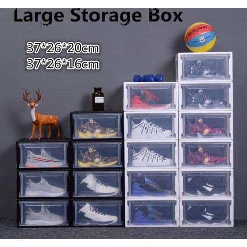 Large Plastic Stackable Shoe Storage Boxes Sneaker Shoes Box Storage Drawers for High Heels Sports Shoes Box Shoe Storage Boxes