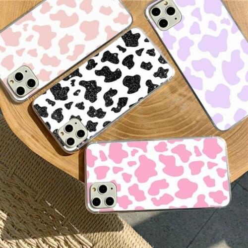 YNDFCNB White Black Cow Symbol Pattern Print Phone Case for iPhone 11 12 pro XS MAX 8 7 6 6S Plus X 5S SE 2020 XR fundas