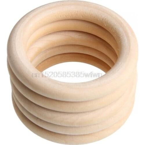 5pcs 70mm Baby Natural Teething Rings Wooden Necklace Bracelet DIY Crafts Drop shipping