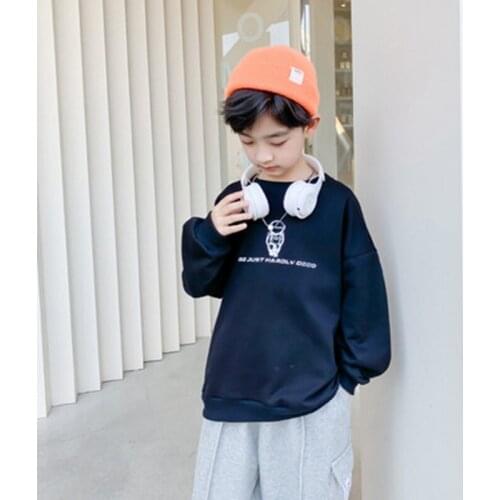 Autumn Fashion Trend Boys Casual Sport Long Sleeve Tee Shirt Teens Kids Cartoon Sweater Children Clothes Tops 6 7 8 9 10 11 12 Y