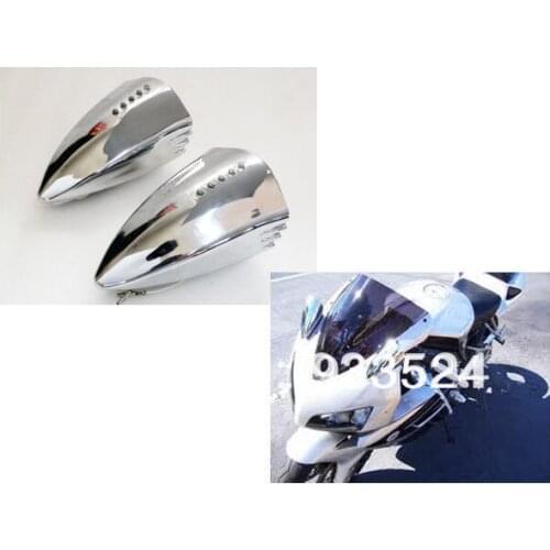 Chrome Motorcycle LED Turn Signal Pig Spotter Mirrors For Honda CBR Ducati Buell Suzuki GSX 1300 Hayabusa All Yamaha Sportbikes