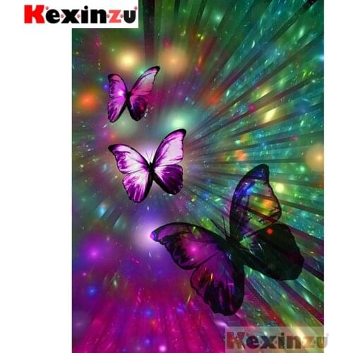 Kexinzu Full 5D DIY Square/Round Diamond Painting"butterfly"3D Embroidery Cross Stitch Childrens handmade fun Decor Gift K#96