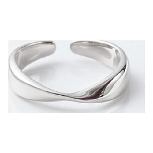 New Simple Personality Irregular Twist Fashion 925 Sterling Silver Jewelry Not Allergic Smooth Surface Wave Opening Rings SR467