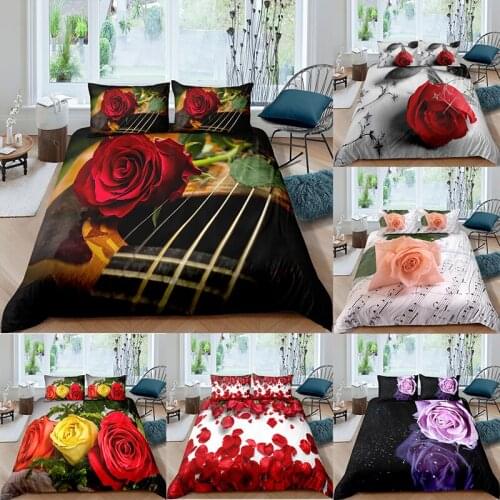 2021 3D Flower Bedding Set Colorful Rose Duvet Cover Microfiber Pillowcase Cover Luxury Set Twin King Double Single Home Size