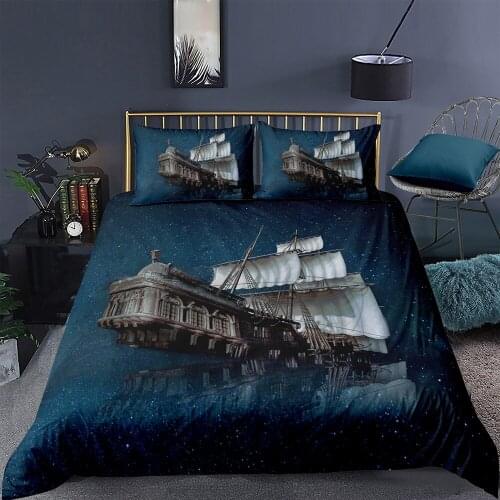 Ship Bedding Set Galaxy Mysterious Fashionable Creative Duvet Cover 3D Queen King Twin Full Single Double Unique Design Bed Set