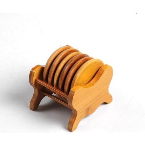 Beautiful Heat Resistant 6pcs Bamboo Tea Coffee Cup Mat Creative Mug Coaster Placemat Holder Pad,teaware drinkware ceremony