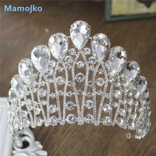 Mamojko Baroque Luxury Big Crystal Wedding Crown For Women Fashion Bridal Rhinestone Tiara Hair Dress Accessories Jewelry