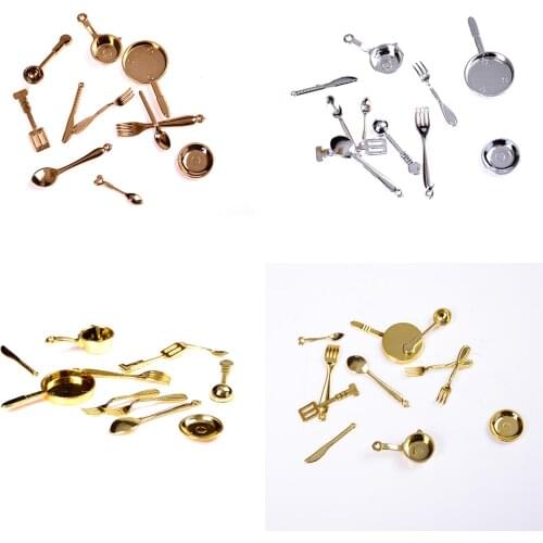 11Pcs/Set Miniature Plastic Plate Cup Dishes Bowl Tableware Set 1:12 Scale Doll Food Kitchen Cooking dining&bar Accessories