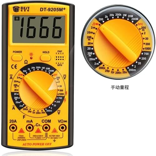 Multimeter DT-9205M+ Upgraded version Wholesale BEST 9205M Handheld LCD Screen Digital Multimeter With buzzer Test Meter
