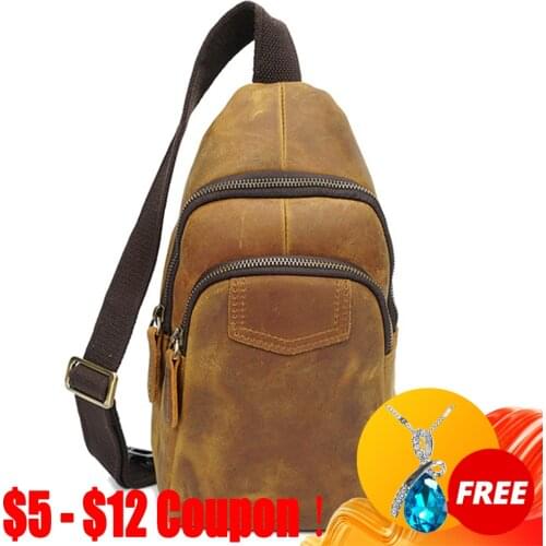 CGA Genuine Leather Mens Business Chest Package Cross Bags For Men Casual Male Cow Hot Chest Leather Shoulder Bag Travel Pack