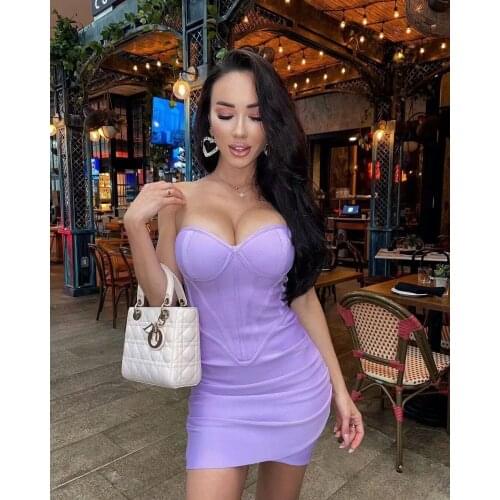 2021 New Summer Women purple black blue strapless Bandage mini Dresses Bodycon Sexy Evening Dress Vestidos