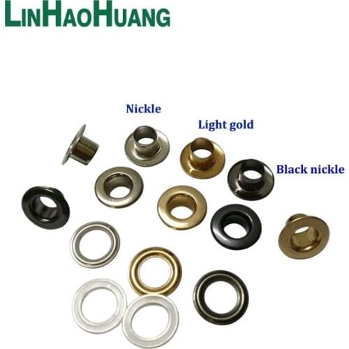 Wholesale 100sets/lot No Sew metal brass eyelets with washer 5mm*10mm small round metal grommets 3color free shipping